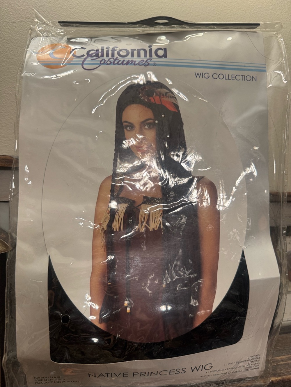 California Costumes Black Native Princess Wig with Orange Feather Hair Clip